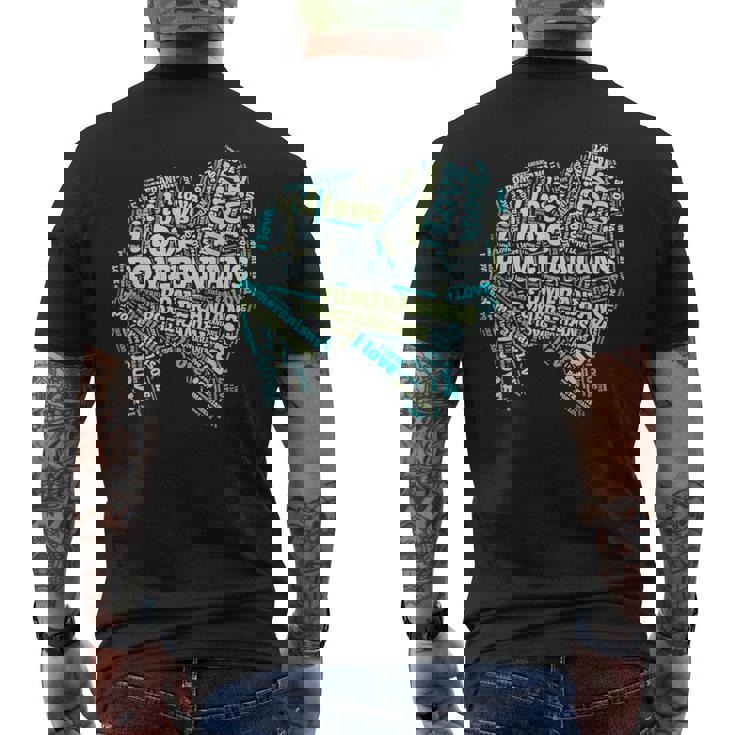 ポメラニアンが大好き-Word Cloud Pomeranians 犬ティー A メンズTシャツ バックプリント