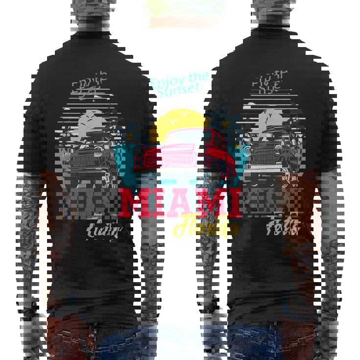 マイアミビーチtシャツ、マイアミ半袖グラフィックデザイン。 メンズTシャツ バックプリント