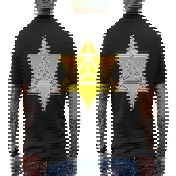 マカバ神聖幾何学ヨガスピリチュアリティ瞑想トレンド メンズTシャツ バックプリント