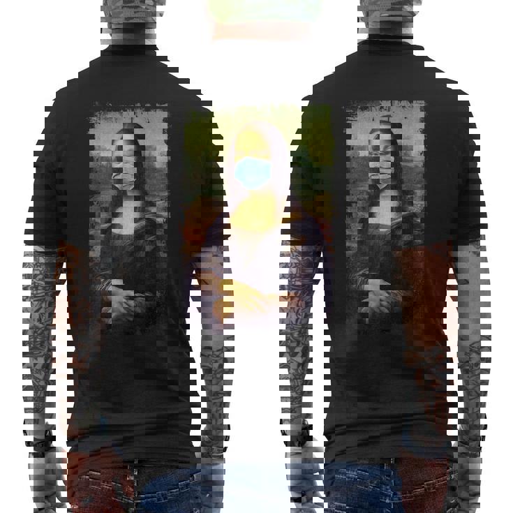 マスク付きモナリザ面白い有名な絵画検疫 メンズTシャツ バックプリント