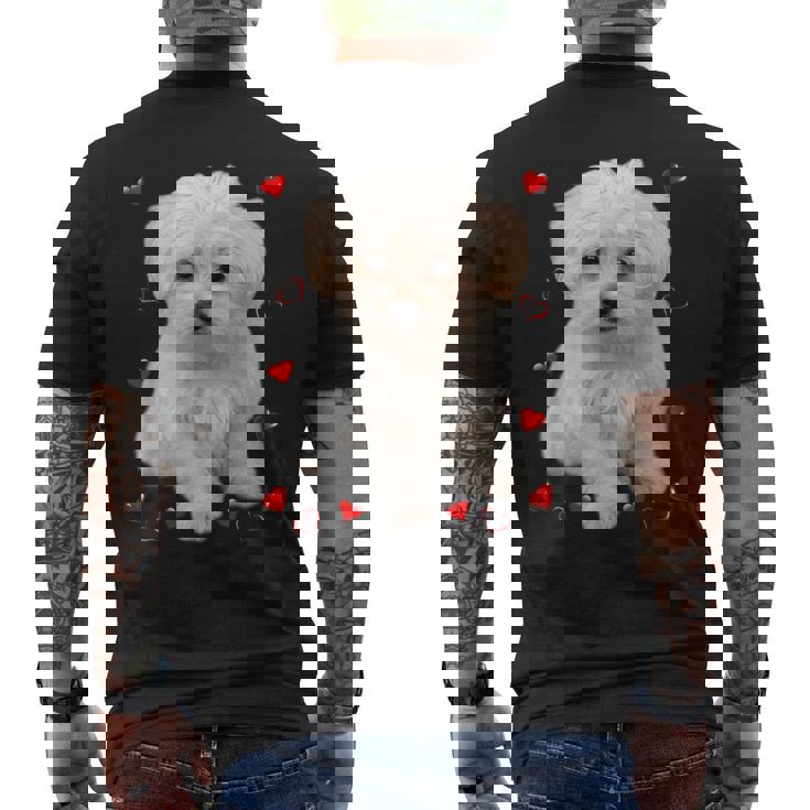 マルチーズ 犬 オーナー ラバー デザイン 子犬 ハート デザイン メンズTシャツ バックプリント