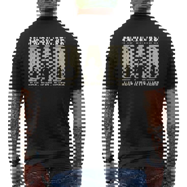 マンドリン奏者 お父さん アイドル ブルーグラス 音楽 マンドリン奏者 メンズTシャツ バックプリント