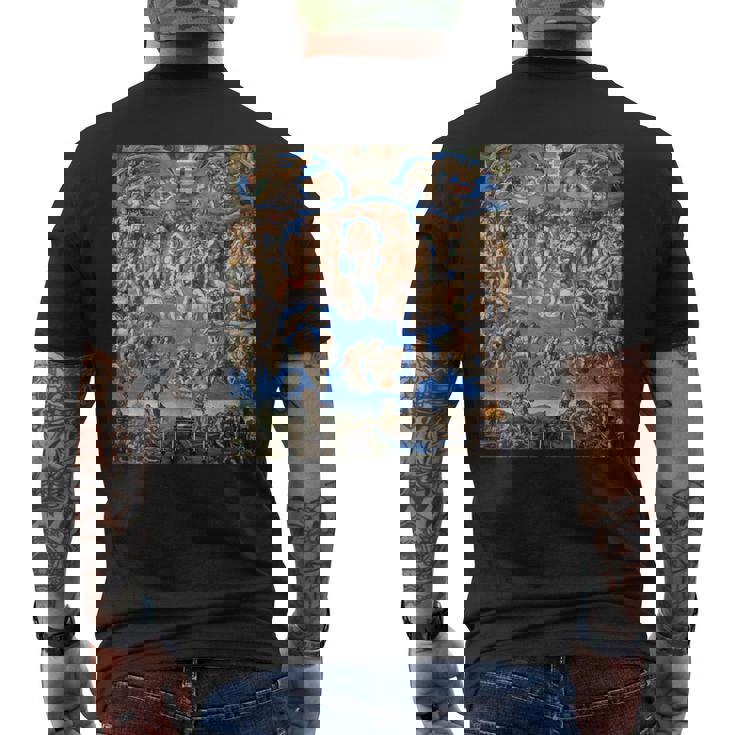 ミケランジェロ 最後の審判 フレスコ画 1536-1541 年の作品 メンズTシャツ バックプリント