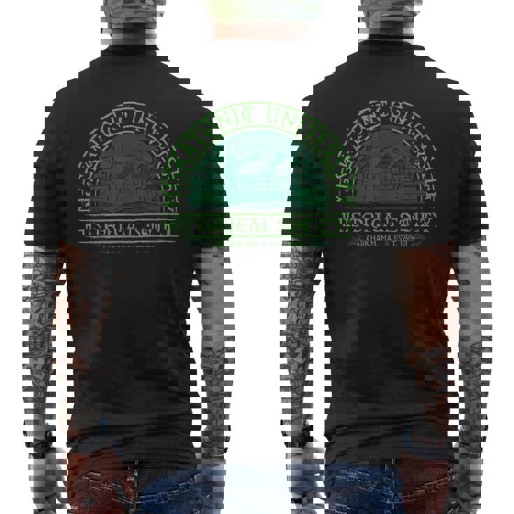 ミスカトニック大学歴史社会 メンズTシャツ バックプリント