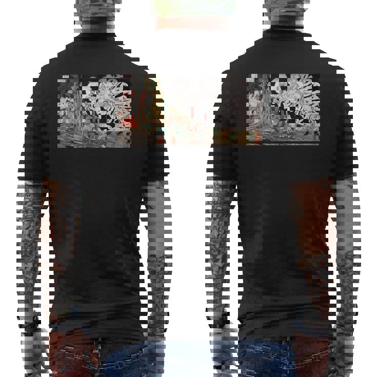 ミツクニ スケルトンスペクターに逆らう 歌川国芳作 メンズTシャツ バックプリント