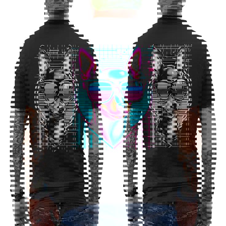 メンズ レディース ミニピン ヴェイパーウェーブ ミニチュア ピンシャー好き メンズTシャツ バックプリント