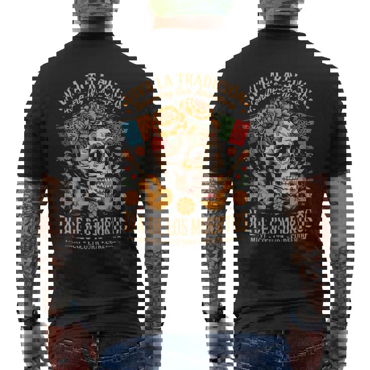 メキシコの遺産 ディア・デ・ロス・ムエルトス・カラベラ メンズTシャツ バックプリント