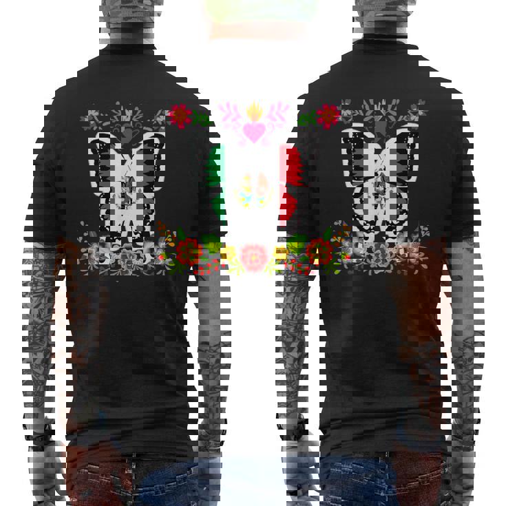 メキシコ独立記念日 バタフライ メキシコ メンズTシャツ バックプリント