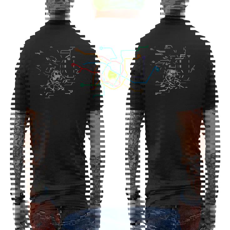 メトロ 東京 全線 路線図 電車 地下鉄 メンズTシャツ バックプリント