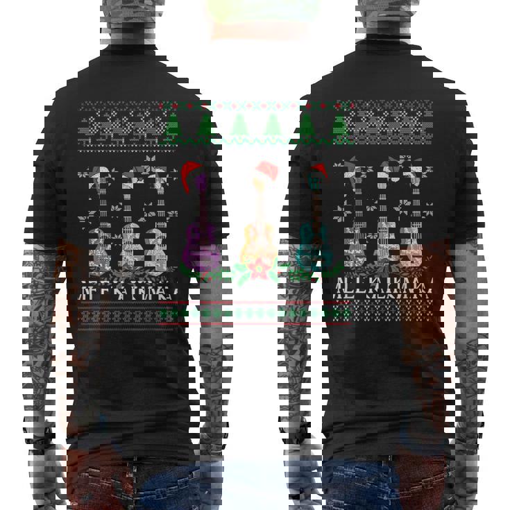 メレカリキマカハワイアンクリスマスウクレレ醜いデザインシャツ メンズTシャツ バックプリント