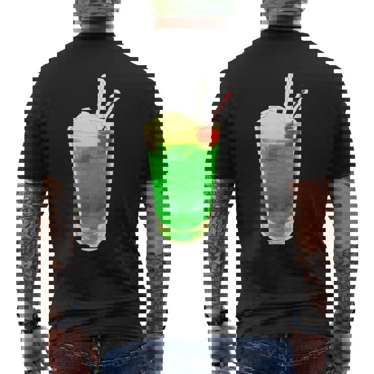 メロンソーダ／クリームソーダ（スイーツ ポップ）夏【サマータイム】昭和レトロ 80S かわいい デザイン メンズTシャツ バックプリント