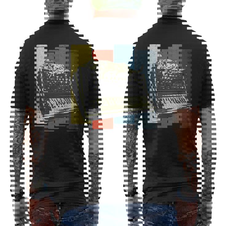 モジュラー シンセサイザー キーボード テクノ ビンテージ アナログ 猫 長袖tシャツ メンズTシャツ バックプリント