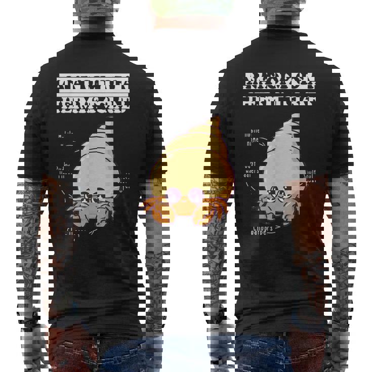 ヤドカリの解剖学 面白い カワイイ ヤドカリ チビ メンズTシャツ バックプリント