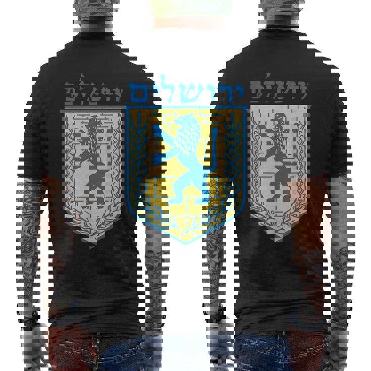 ユダヤのライオンギフト イスラエル ユダヤ人 エルサレム サイン ユダヤ人 ヘブライ語 メンズTシャツ バックプリント