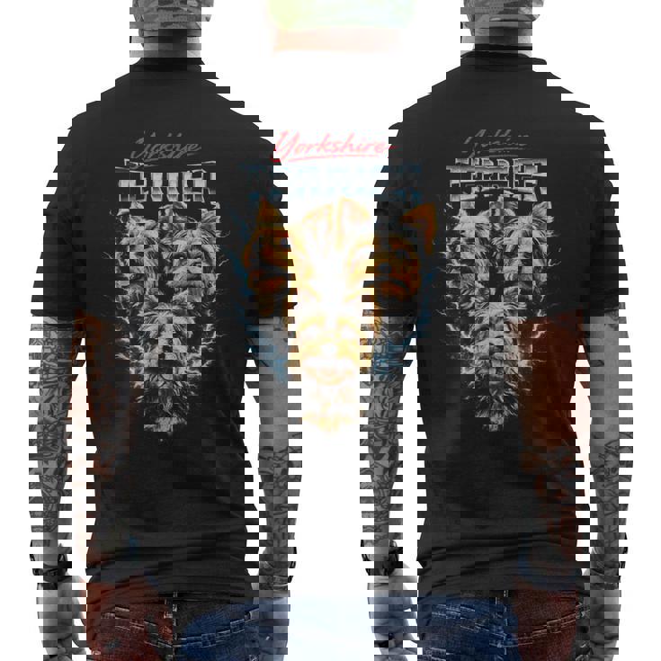 ヨークシャーテリア ヘビーメタル 犬 ブーツレッグスタイル ヨーキー メンズTシャツ バックプリント