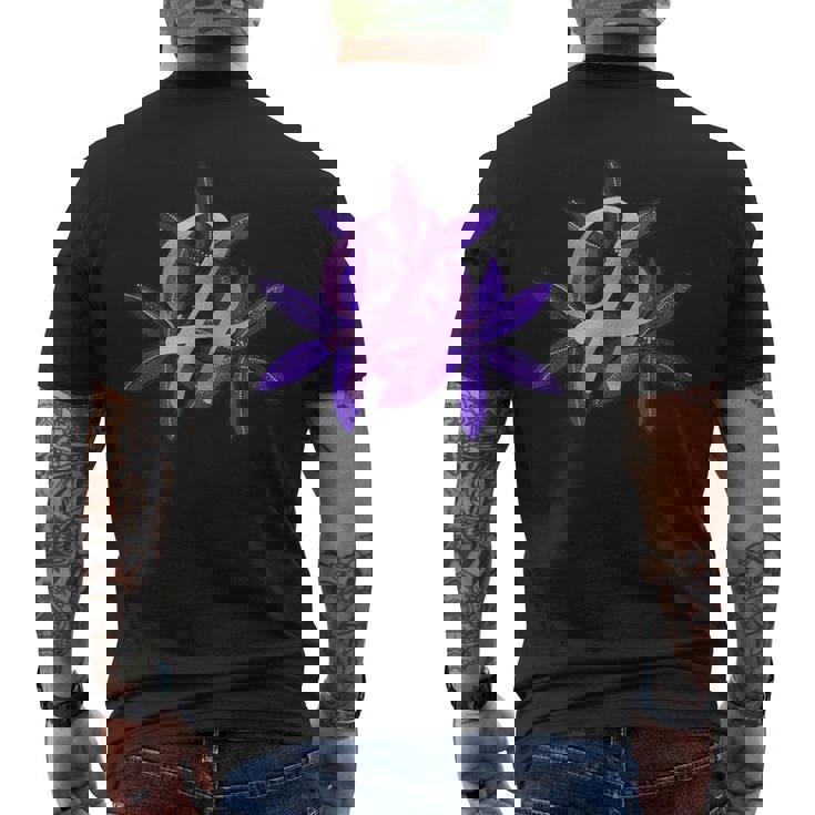 ライラック イニシャル H モノグラム パープル フローラル メンズTシャツ バックプリント