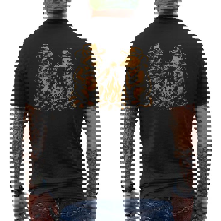 ラクーンバンジョーブルーグラスカントリーミュージック メンズTシャツ バックプリント