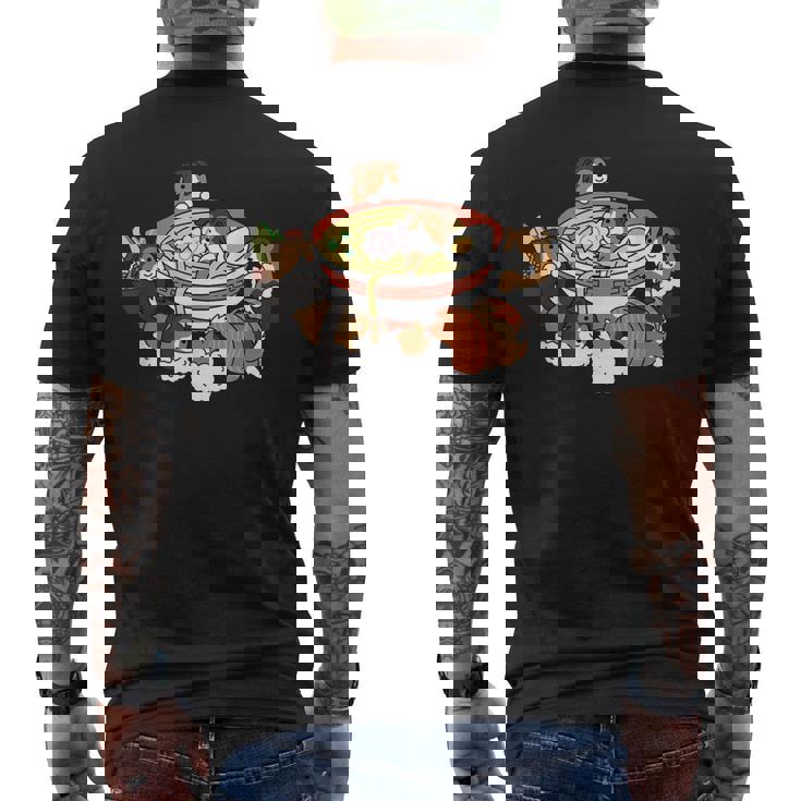 ラーメン 寿司 シェトランド シープドッグ メンズTシャツ バックプリント