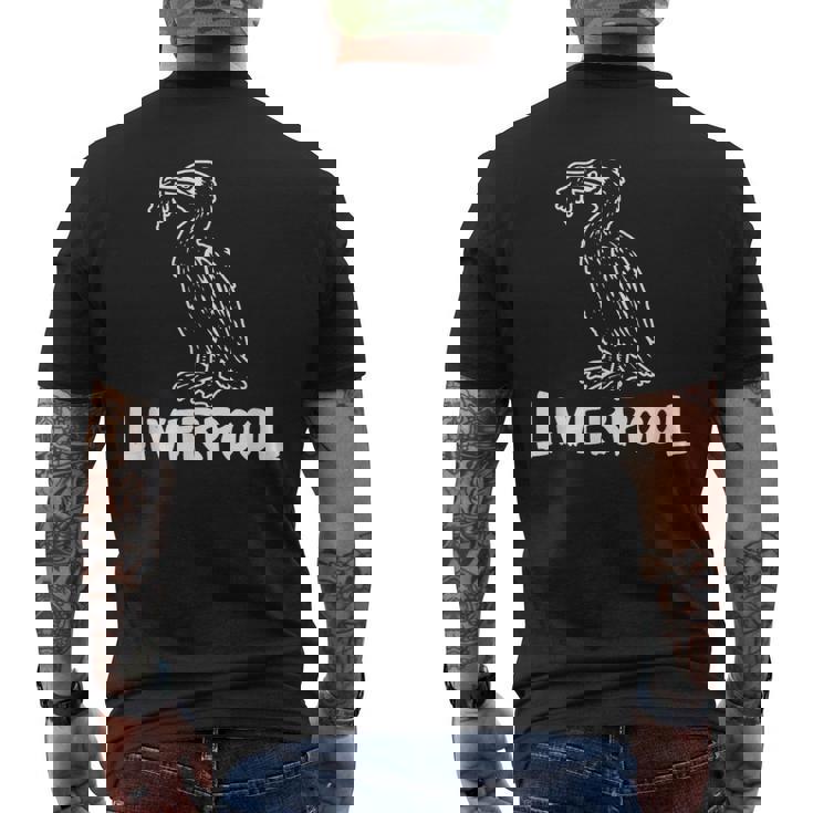 リバプール イングランド リバード Zine インク ホワイトプリント メンズTシャツ バックプリント