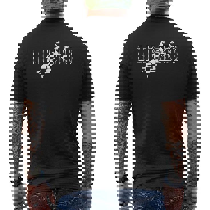 リベロ バレーボール ディフェンシブプレイヤーポジション メンズTシャツ バックプリント