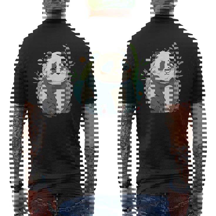 リラックス竹林ぽっちゃりパンダ美学 メンズTシャツ バックプリント