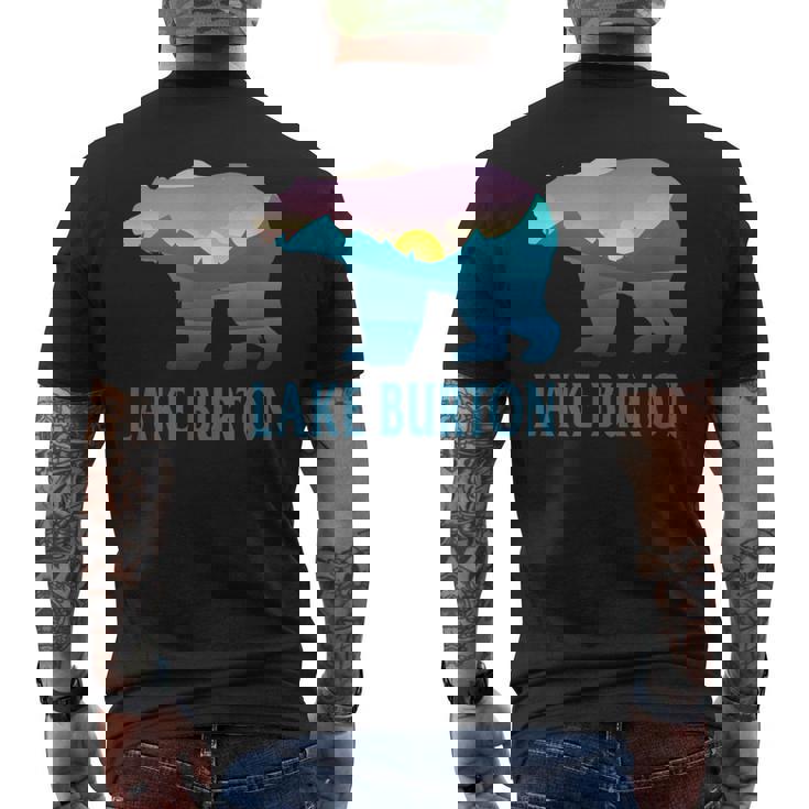 レイク・バートン 山 パープル セッティング ヒマワリ ネイチャーウッド メンズTシャツ バックプリント