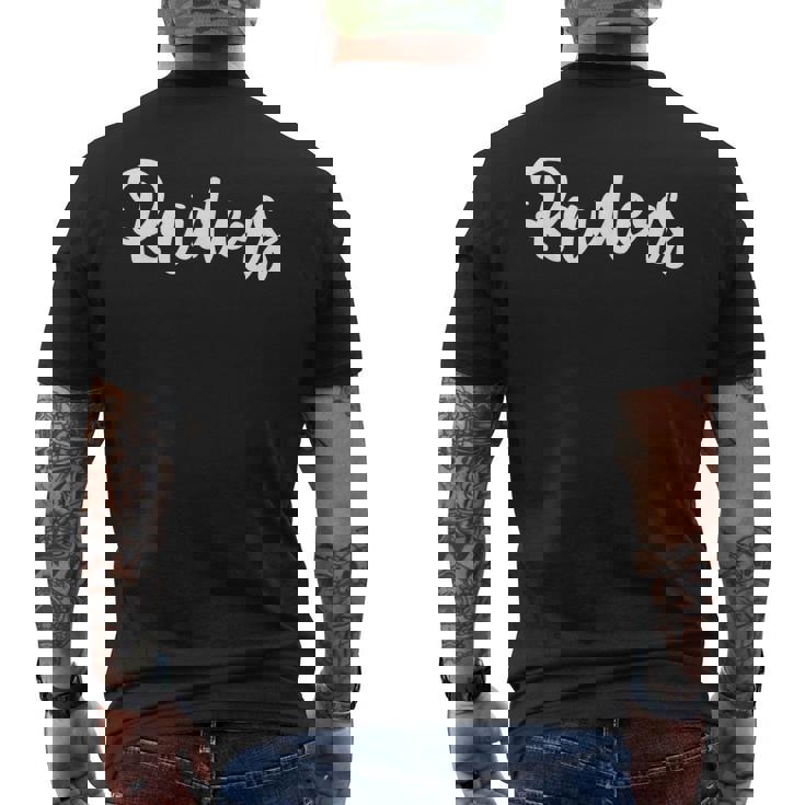 レイダーススクールスポーツチームマスコットタウンゴーカレッジアスリート メンズTシャツ バックプリント