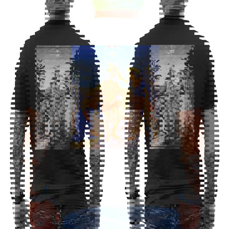 レオナルド ダヴィンチ 面白いtシャツ アート キリストの洗礼 聖書 絵画 メンズ 面白い 服 美術 ネタ メンズTシャツ バックプリント