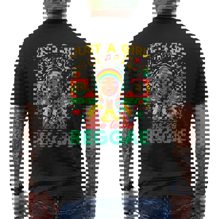 レゲエが大好きな少女 ジャマイカ音楽 おもしろラスタ メンズTシャツ バックプリント