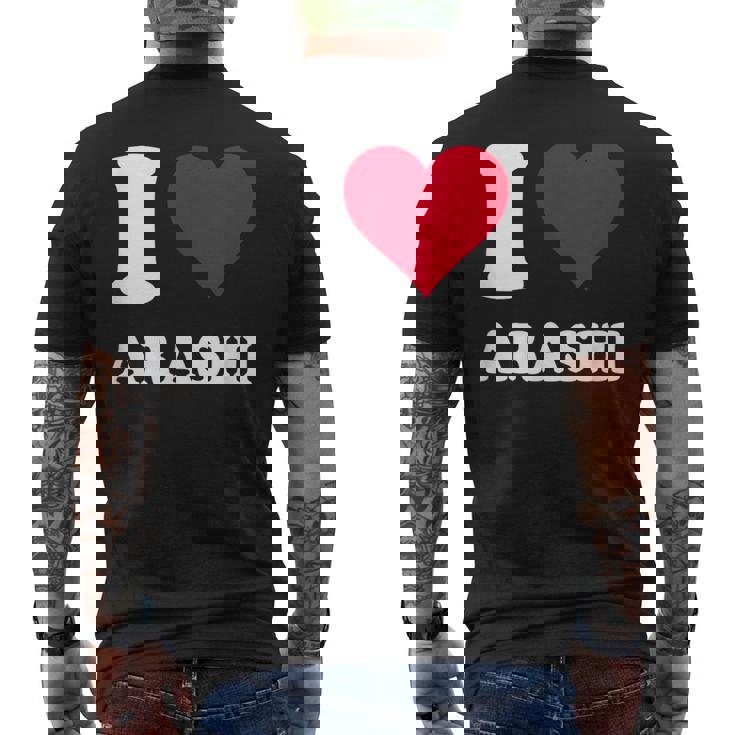 レッドハート I Love Arashi メンズTシャツ バックプリント