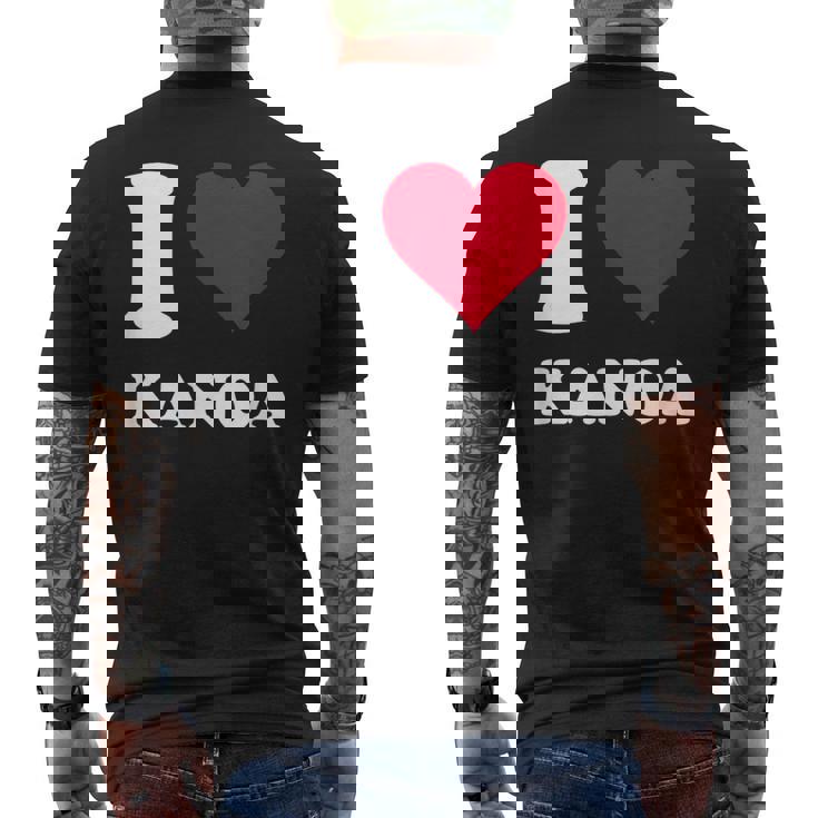 レッドハート I Love Kanoa メンズTシャツ バックプリント