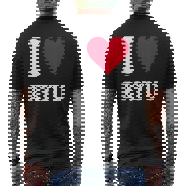 レッドハート I Love Ryu メンズTシャツ バックプリント