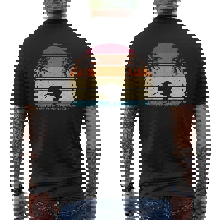 レトロ キウイバード サンセット キウイ鳥 ニュージーランド キウイ鳥 メンズTシャツ バックプリント