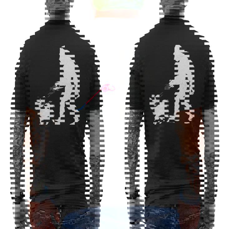 レトロ ビッグフット ウォーキング パピヨン 犬 面白い サスカッチ 長袖tシャツ メンズTシャツ バックプリント