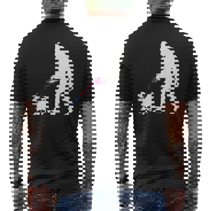 レトロ ビッグフット ウォーキング マルチーズ 犬 面白い サスカッチ 長袖tシャツ メンズTシャツ バックプリント