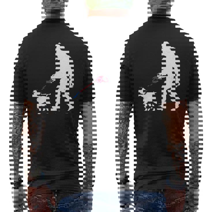 レトロ ビッグフットウォーキング 杖 コルソ 犬 面白い サスカッチ 長袖tシャツ メンズTシャツ バックプリント