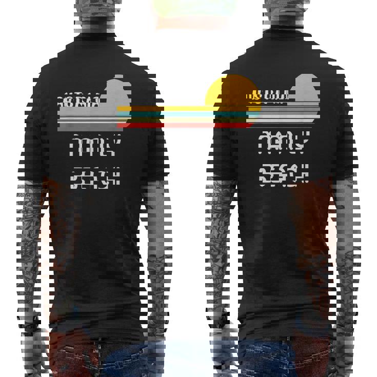 レトロ マンリービーチ オリジナル オーストラリア ヴィンテージ 70年代サンセット アート メンズTシャツ バックプリント