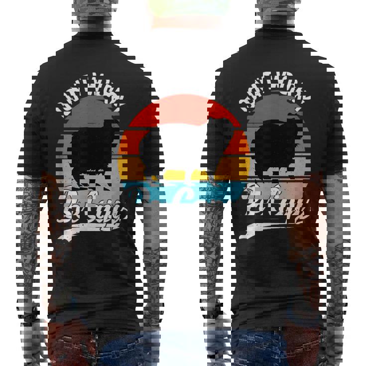 レトロ 面白い カピバラ Don't Worry Be Capy メンズTシャツ バックプリント