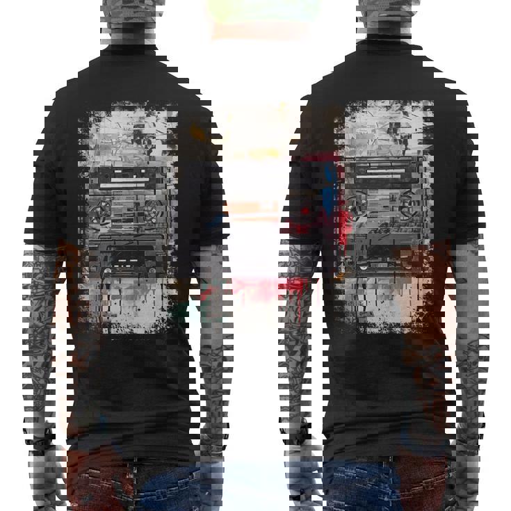 レトロスタイル オールドスクールミュージックテープ カセット ヴィンテージ ミックステープ 長袖tシャツ メンズTシャツ バックプリント