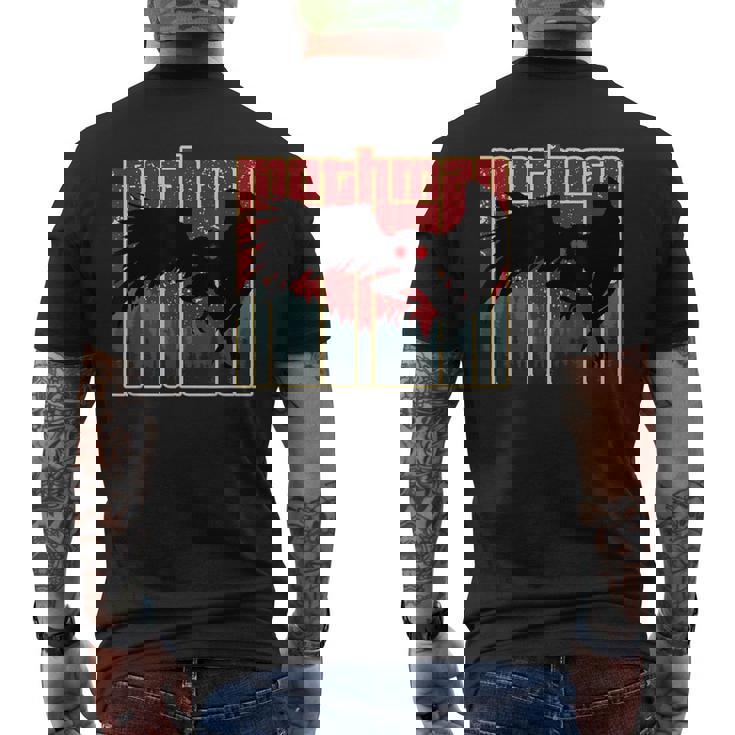 レトロモスマン-オリジナルのウェストバージニアクリプティッドアートワーク メンズTシャツ バックプリント