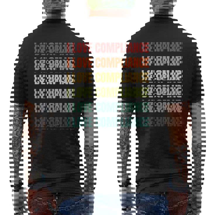 レトロ私はコンプライアンスが大好きです メンズTシャツ バックプリント