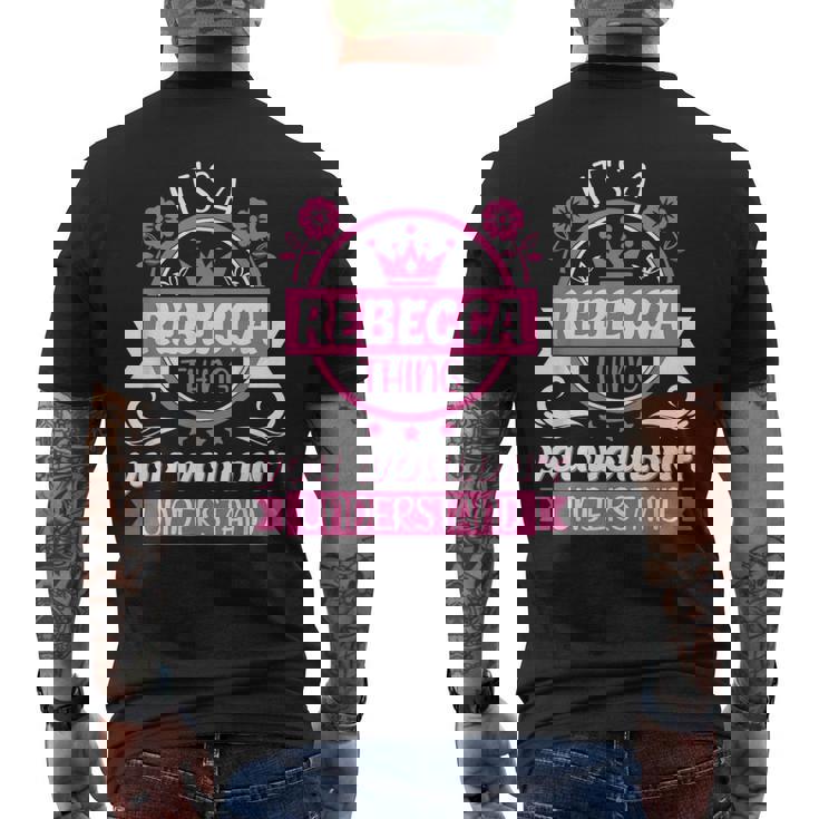 レベッカの名前 メンズTシャツ バックプリント