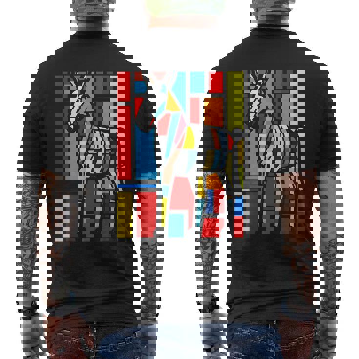 ロバ カラフル 動物 グラフィック アートワーク ロバ メンズTシャツ バックプリント