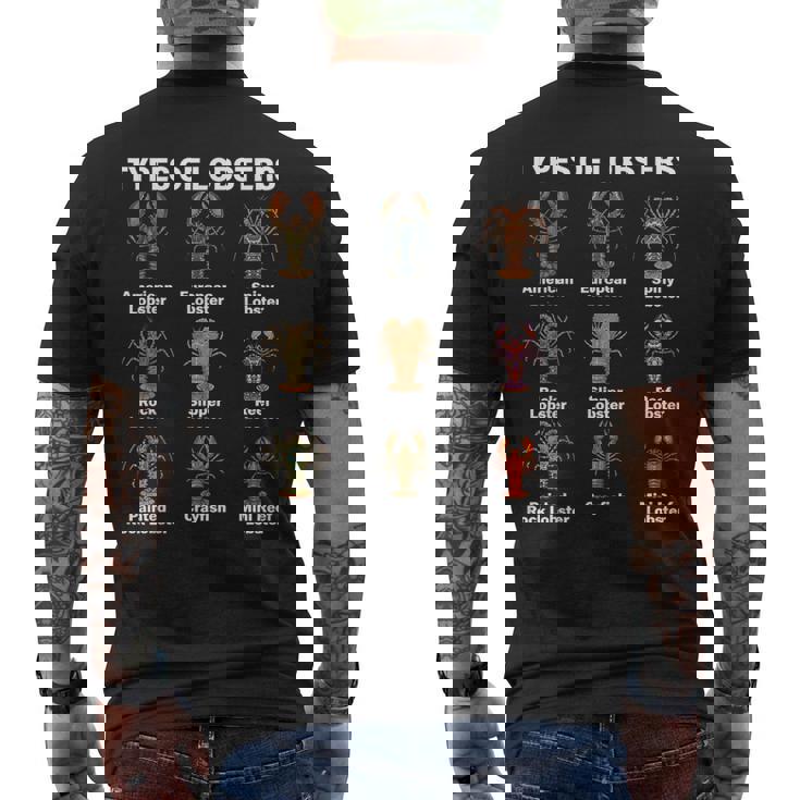 ロブスターの種類、ロブスター種チャート メンズTシャツ バックプリント