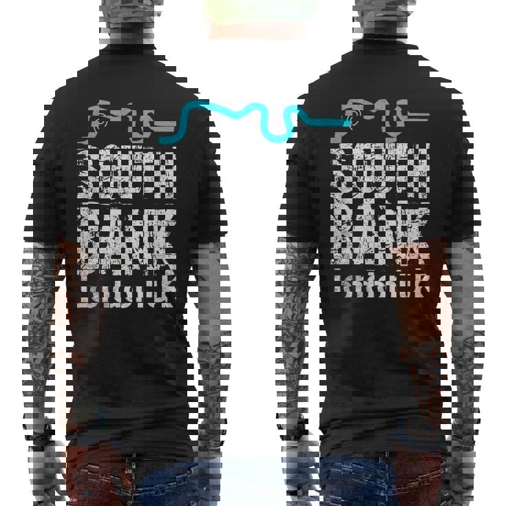 ロンドン、「サウスバンク」の「テムズ川」地図のロンドンお土産 メンズTシャツ バックプリント