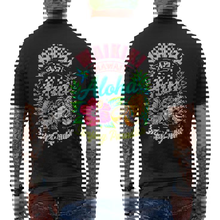 ワイキキ ハワイ アロハ サーフィン パラダイス ハイビスカス パイナップル 長袖tシャツ メンズTシャツ バックプリント