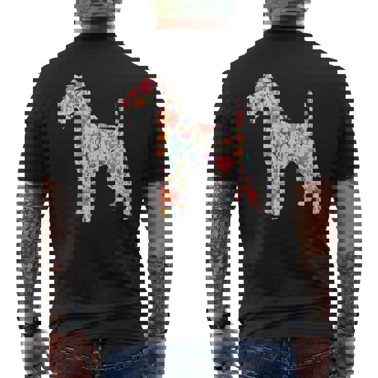 ワイヤーフォックステリア 水彩フラワーデザイン 長袖tシャツ メンズTシャツ バックプリント