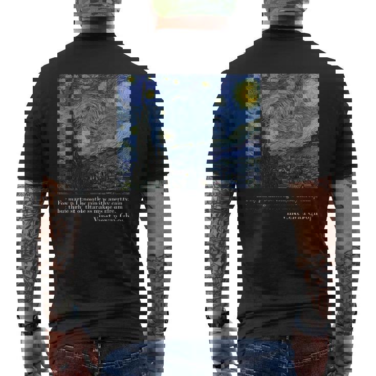 ヴィンセント・ファン・ゴッホによる星月夜 メンズTシャツ バックプリント