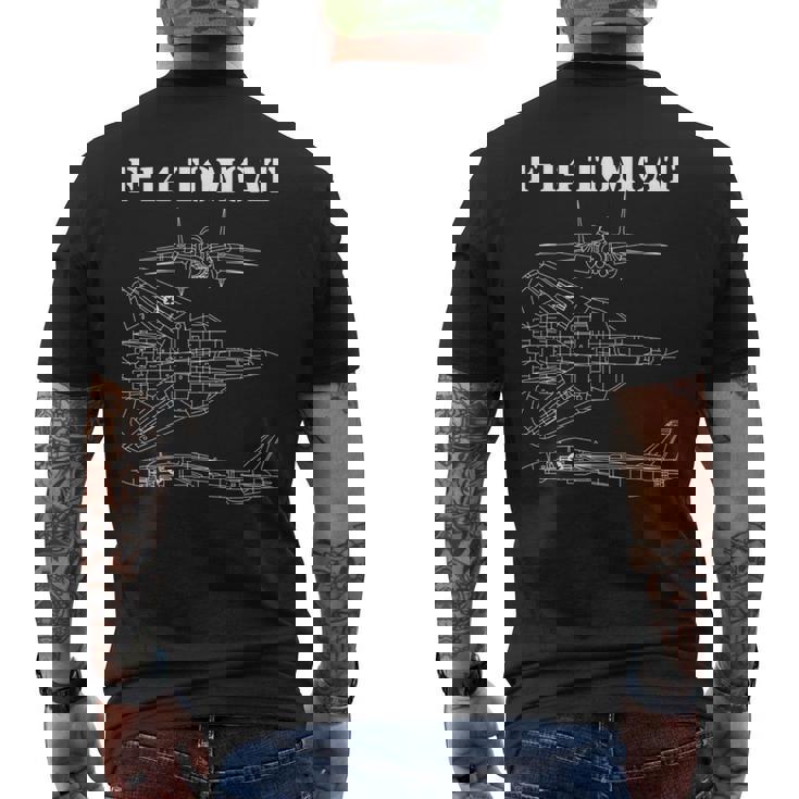 ヴィンテージ ホワイト F14 トムキャット 飛行機 スケマティック F-14 ジェット 長袖tシャツ メンズTシャツ バックプリント