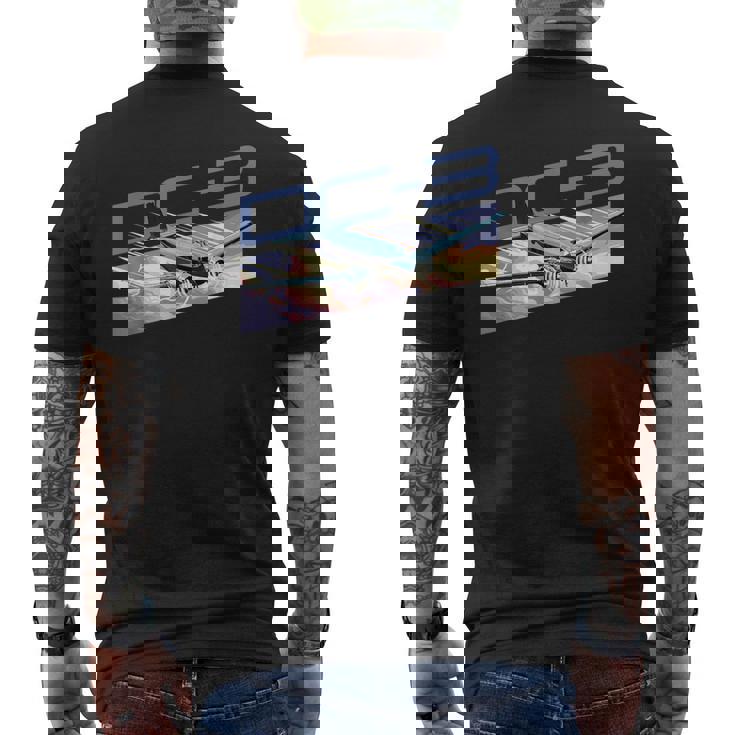 ヴィンテージ エアライン Dc-3 飛行機 メンズTシャツ バックプリント